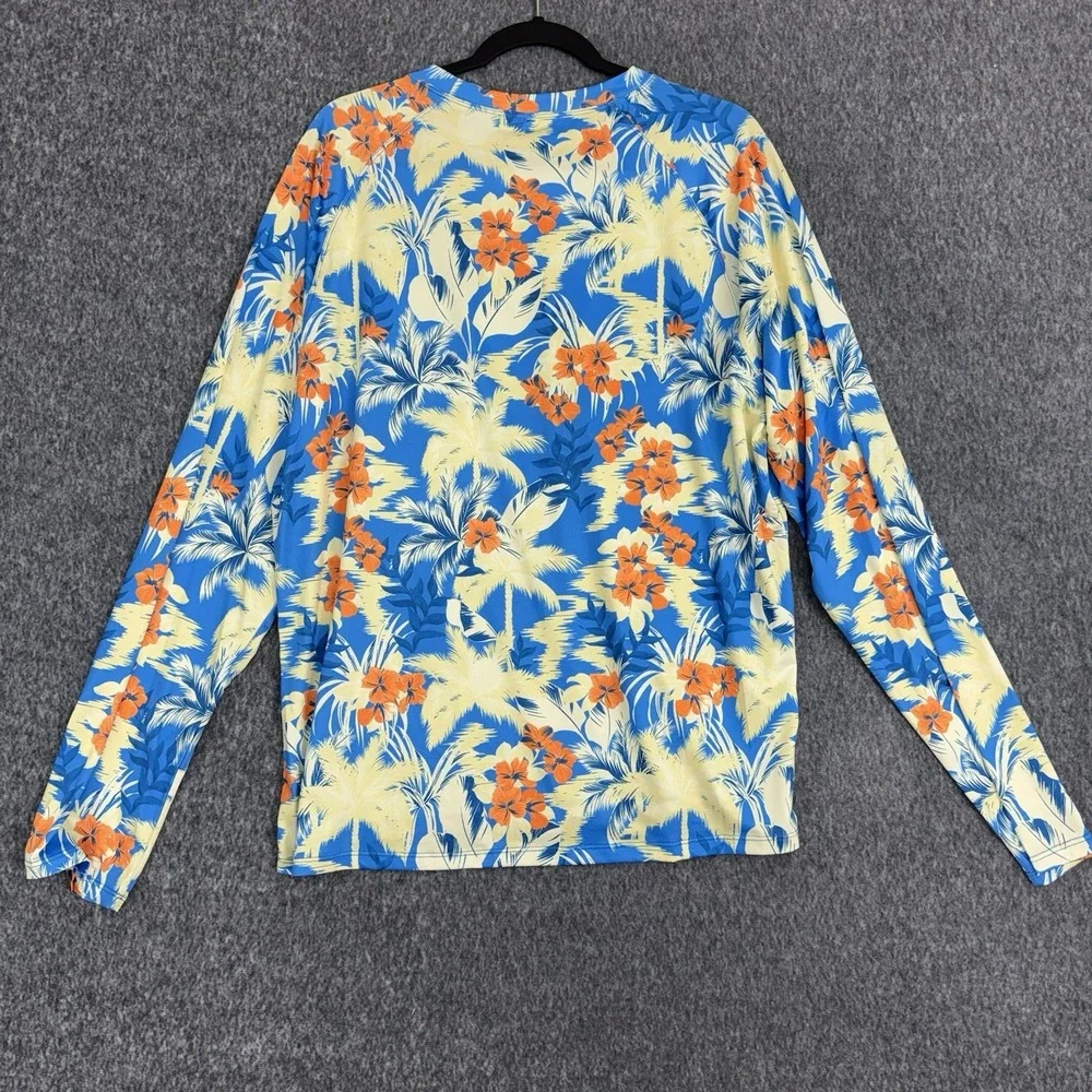 NWT Robert Graham UPF 50+ Performance Sun Shirt XL Tropical Forest Azure Blue
